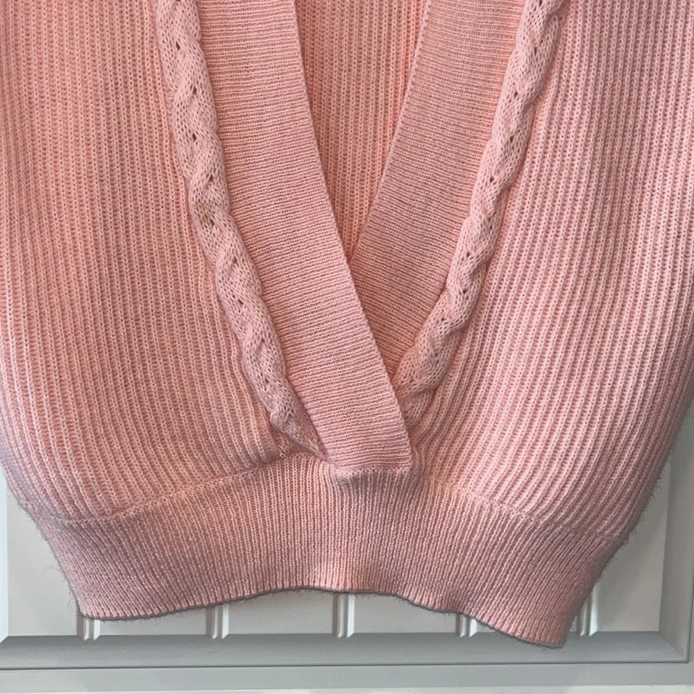VINTAGE light pink sweater vest topper woolblend boho grandmacore cottagecore 1X - Picture 7 of 15